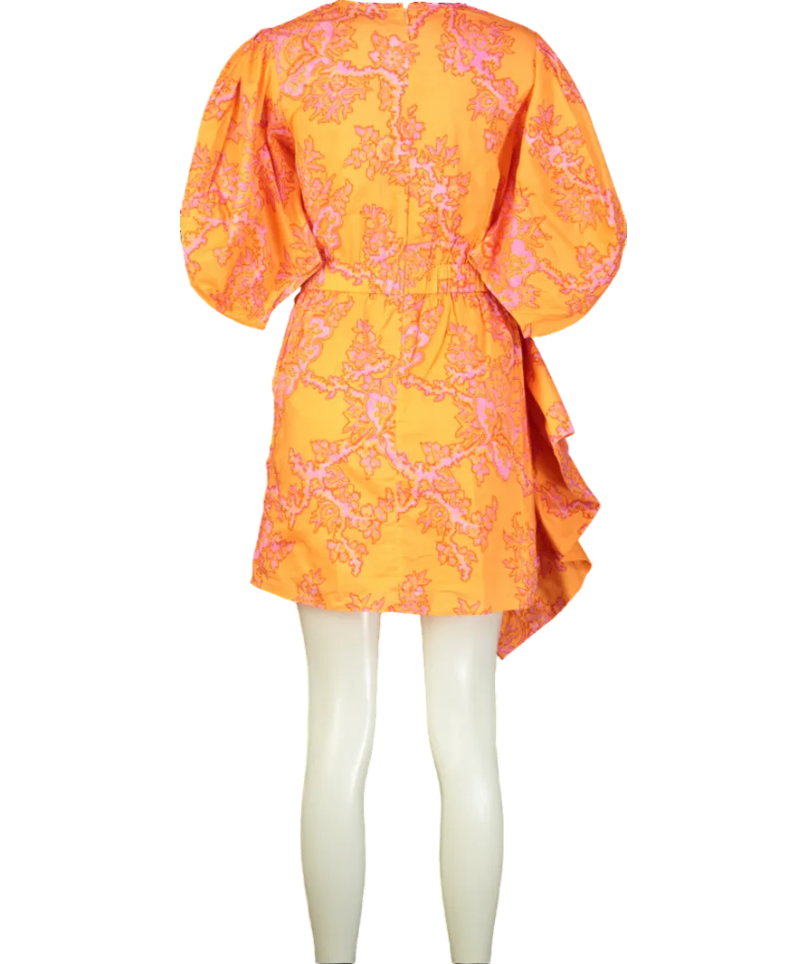Rhode Resort Orange Pia Puff Sleeve Dress UK 8