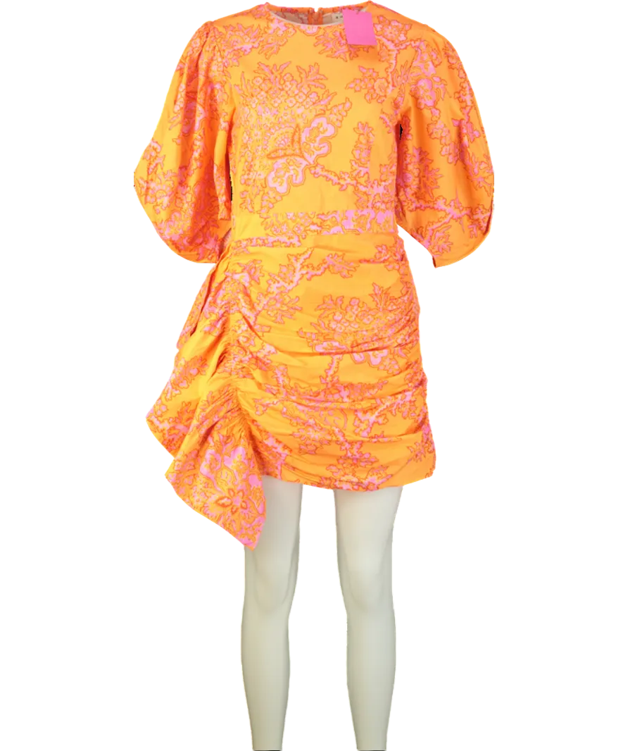 Rhode Resort Orange Pia Puff Sleeve Dress UK 8