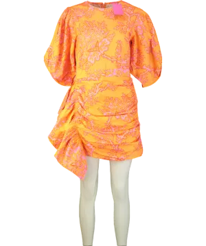 Rhode Resort Orange Pia Puff Sleeve Dress UK 8