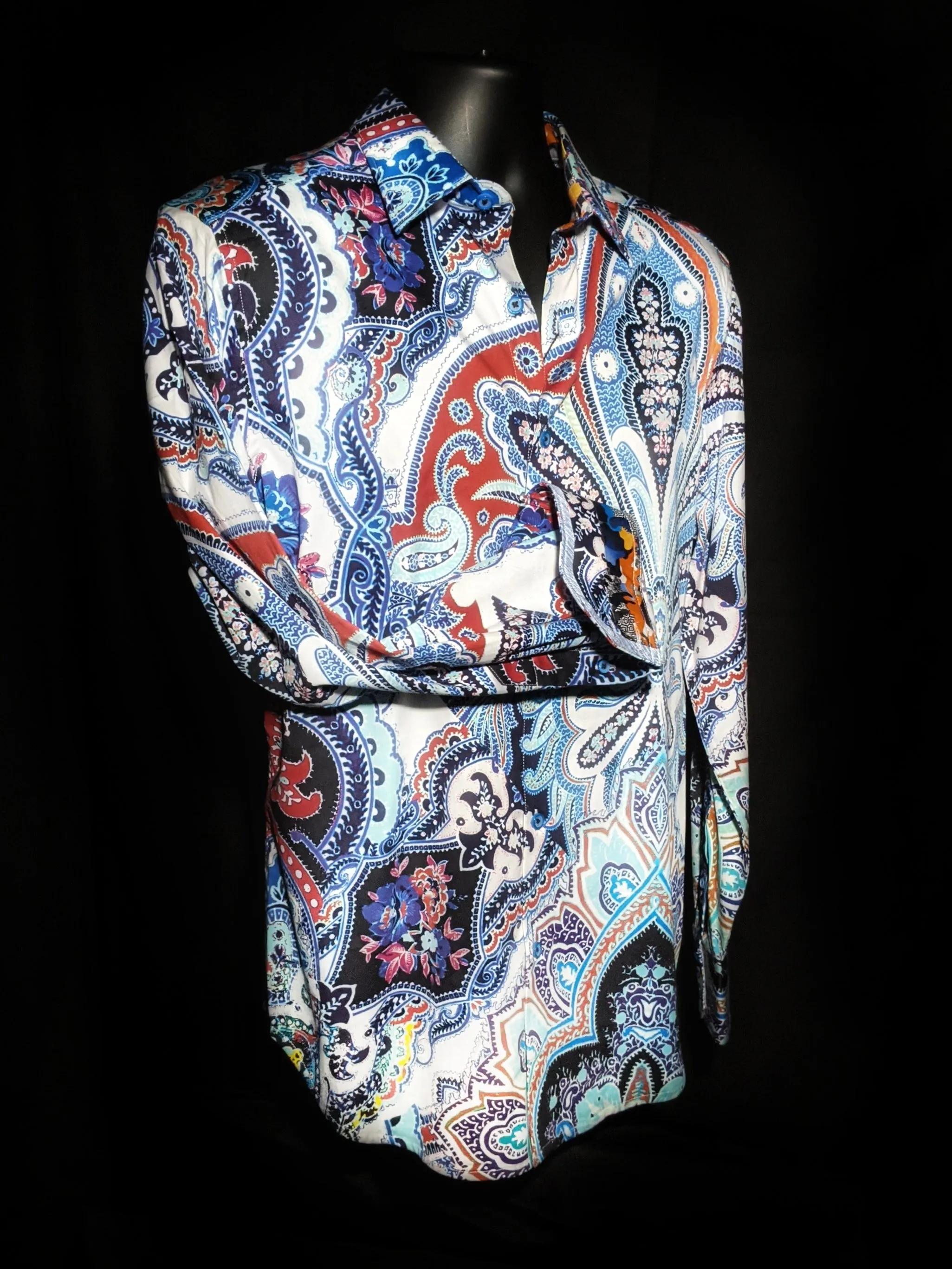 Robert Graham Devil's Treasure Paisley Long Sleeve Shirt Size Medium
