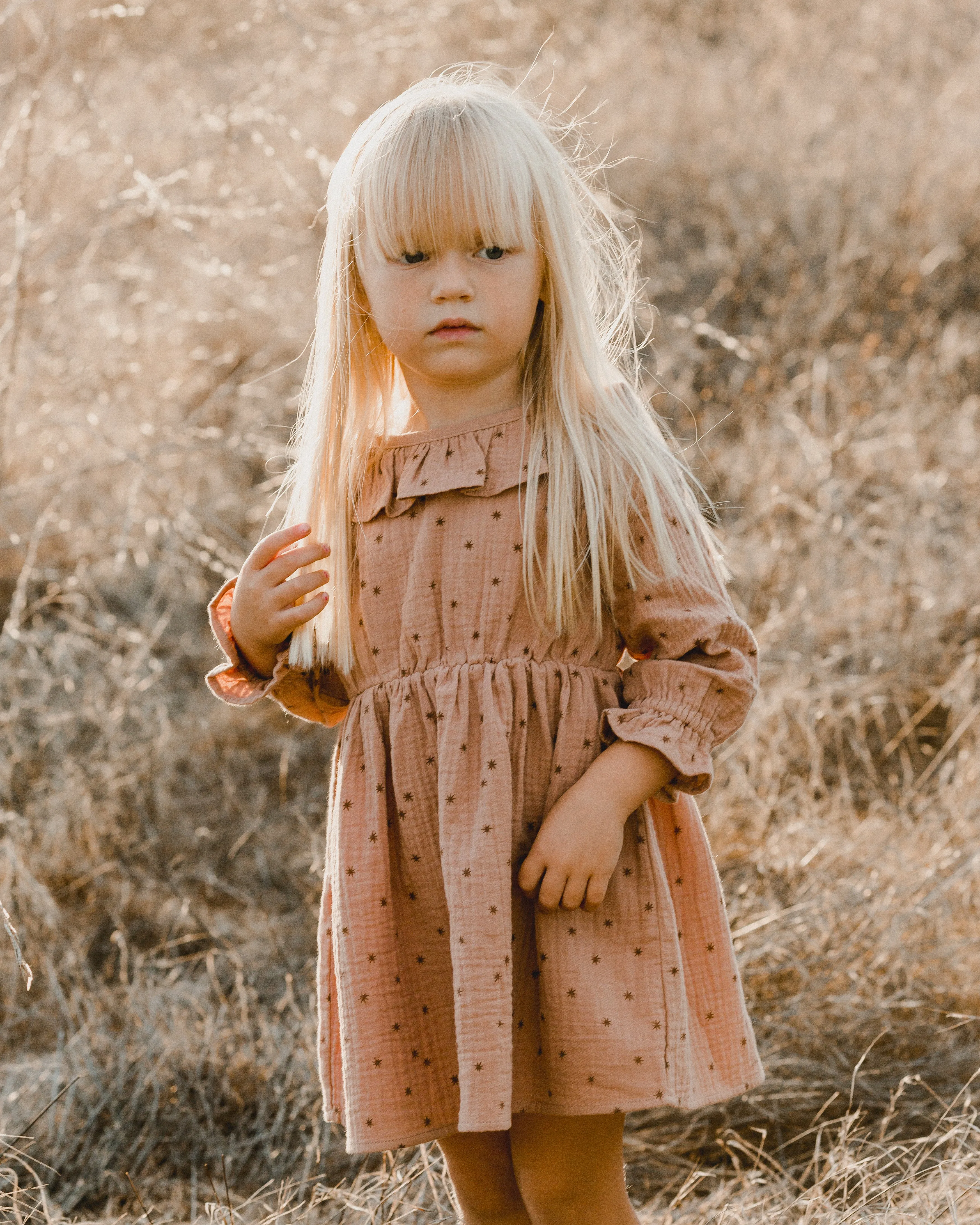 RUFFLE COLLAR BABY DRESS - NORTH STAR