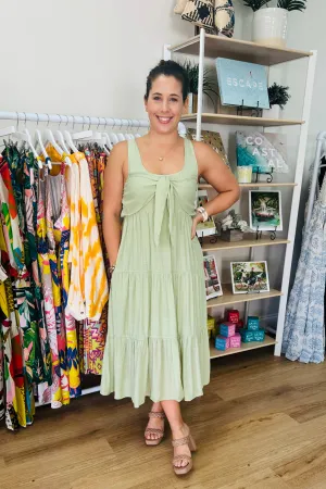 Sage Tiered Midi Dress