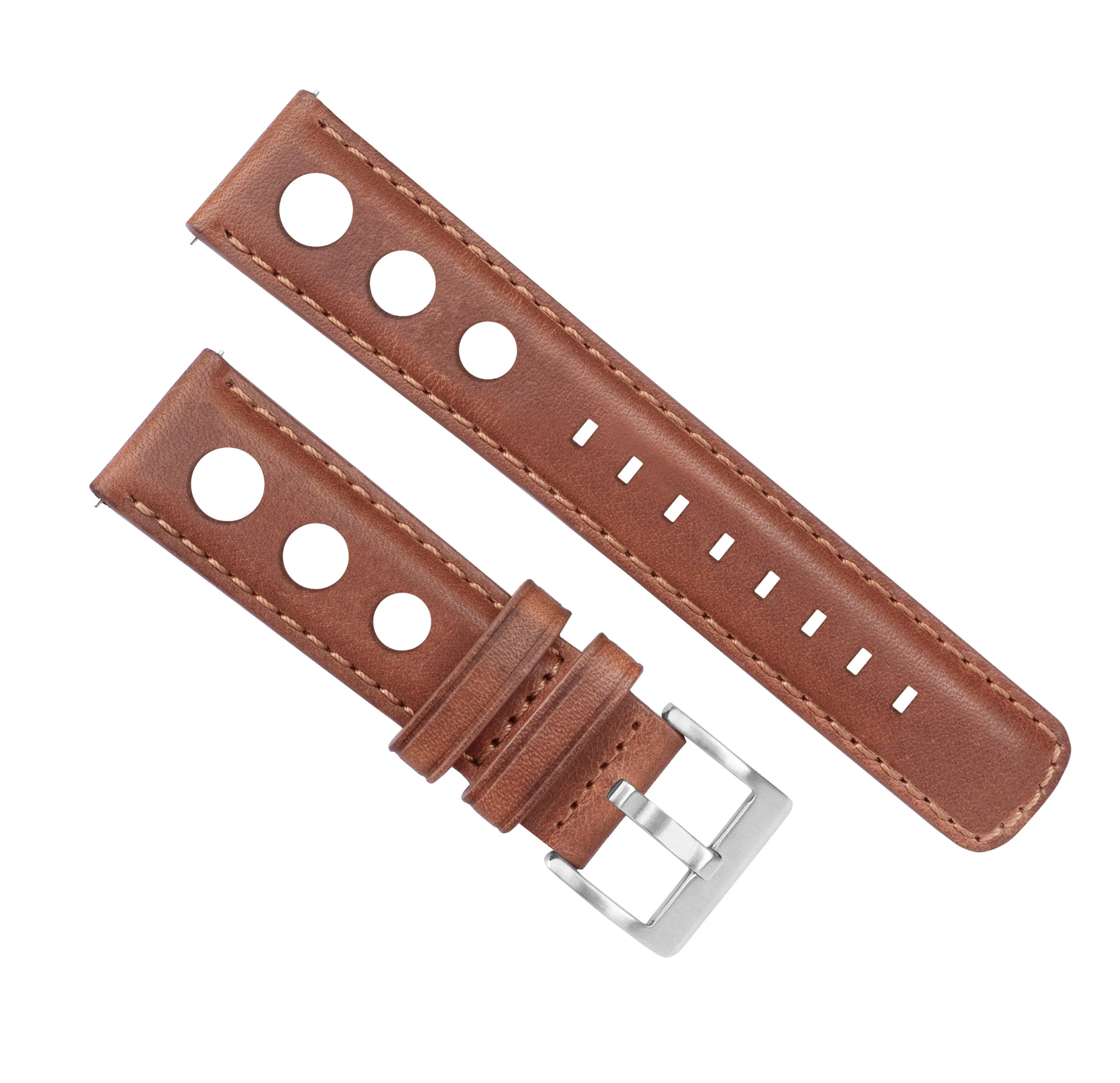 Samsung Galaxy Watch Active 2 Rally Horween Leather Caramel Brown Watch Band