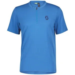 Scott Trail Flow Dri Zip Short Sleeve Mens Cycling Jersey - Blue