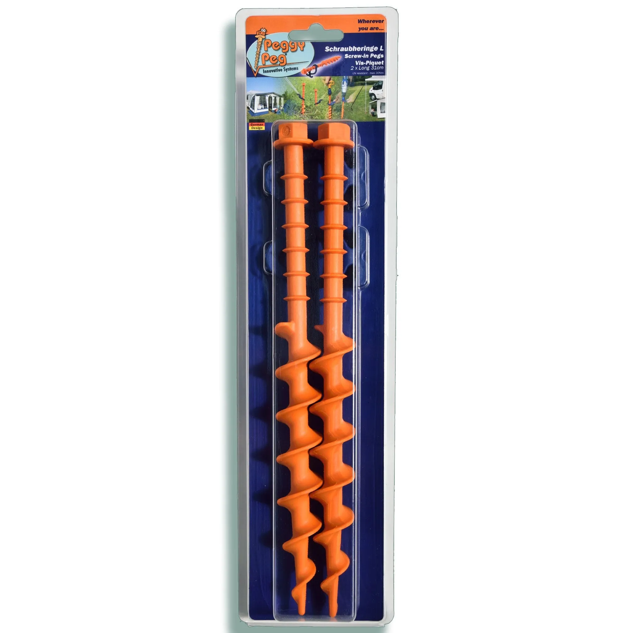 Screw-in peg Long (L) • Pack of 2 (PP12)  • Heavy Duty Large Plastic Sand Pegs • for gazebos, awnings, tents, marquees