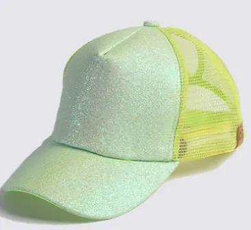 Side Leaf  Cap - Glitter Ponytail Baseball Cap