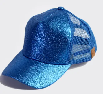 Side Leaf  Cap - Glitter Ponytail Baseball Cap