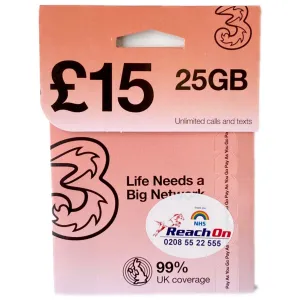 Sim Card Three 25GB Data