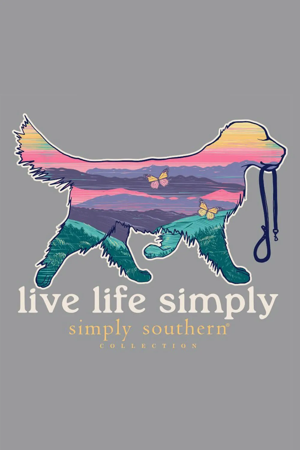 Simply Southern Plus Size Long Sleeve Dog Live Life Simply T-Shirt for Women in Charcoal Heather | EXT-LS-SMPDOG-CHARCOALHTHR