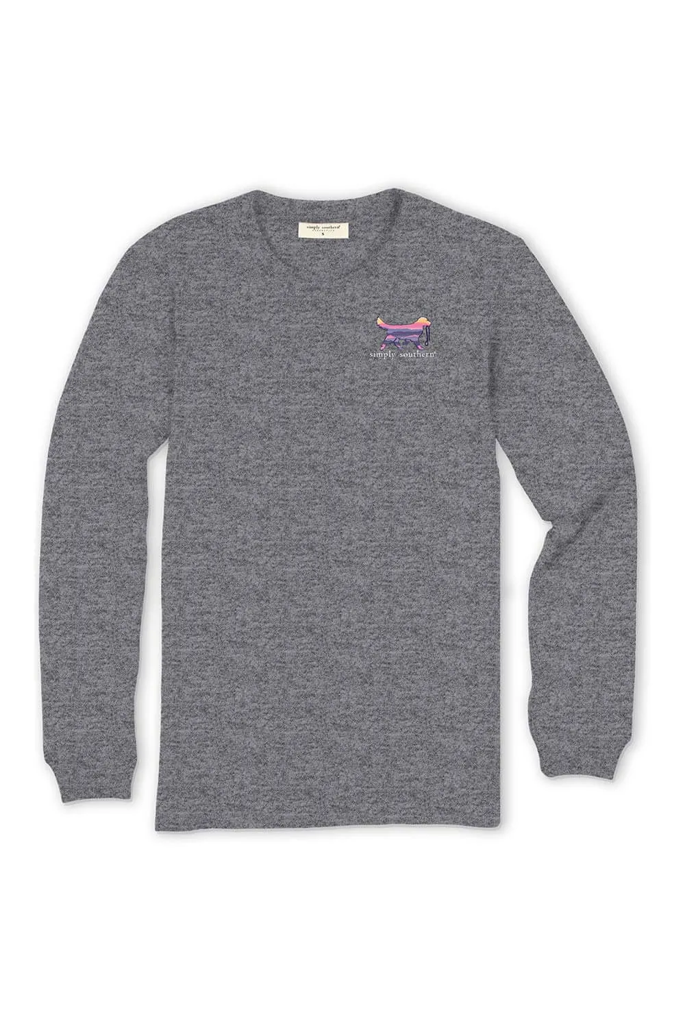 Simply Southern Plus Size Long Sleeve Dog Live Life Simply T-Shirt for Women in Charcoal Heather | EXT-LS-SMPDOG-CHARCOALHTHR
