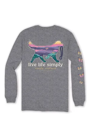 Simply Southern Plus Size Long Sleeve Dog Live Life Simply T-Shirt for Women in Charcoal Heather | EXT-LS-SMPDOG-CHARCOALHTHR