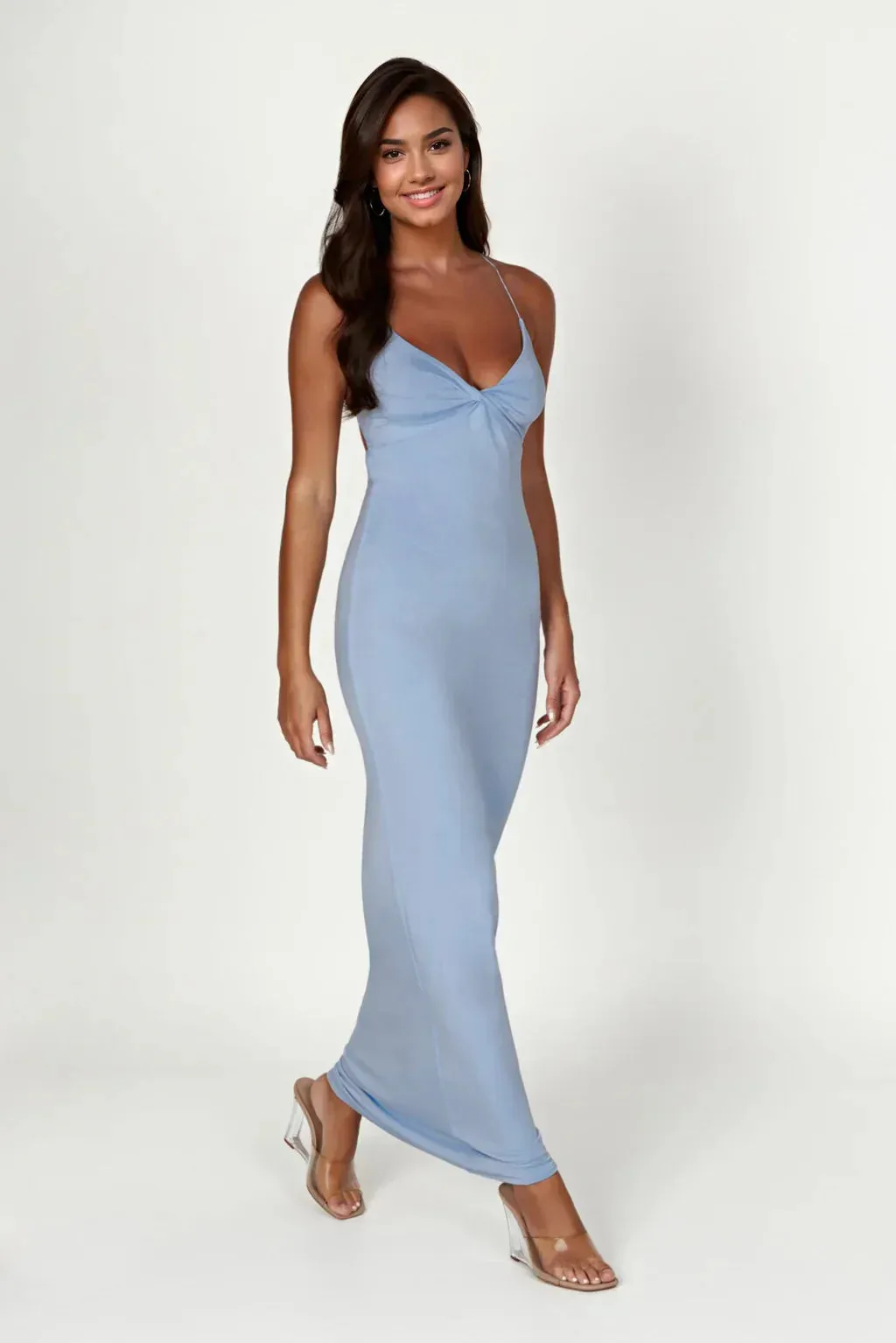 Sinead Twist Maxi Dress - Powder Blue