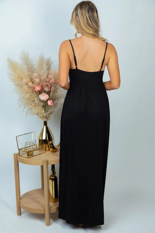 Sleeveless Solid Knit Dress in Black