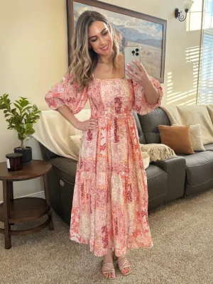 Smocked Dress In Patchwork Florals