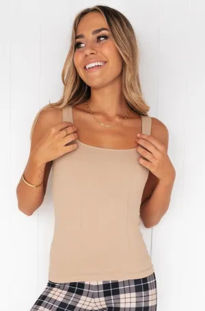 Solid Beige Luxe Seamless Singlet