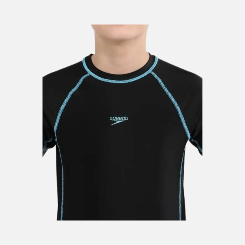 Speedo Short Sleeve Junior Boy Sun Top -Black