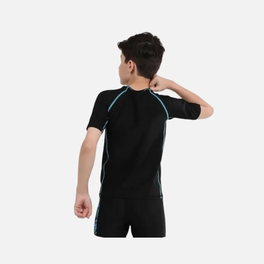 Speedo Short Sleeve Junior Boy Sun Top -Black