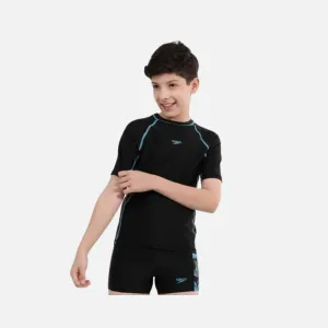 Speedo Short Sleeve Junior Boy Sun Top -Black