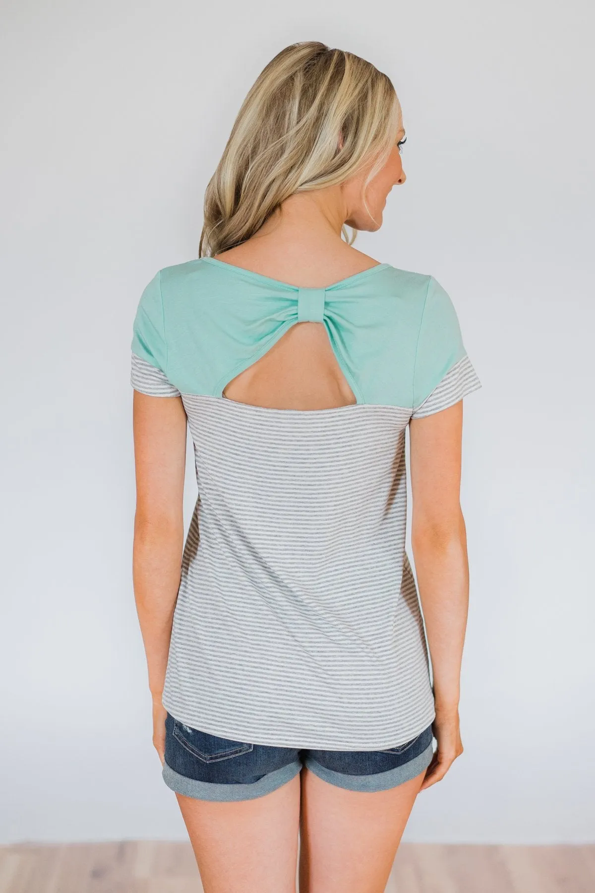 Spring Fever Short Sleeve Striped Top - Mint