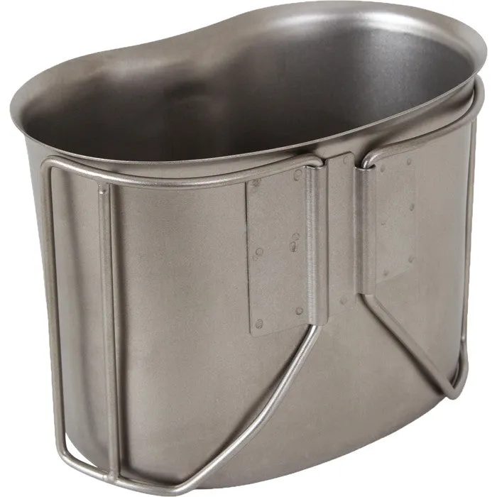 Stainless Steel Military Camping 1 Quart Canteen Cup with Butterfly Handle