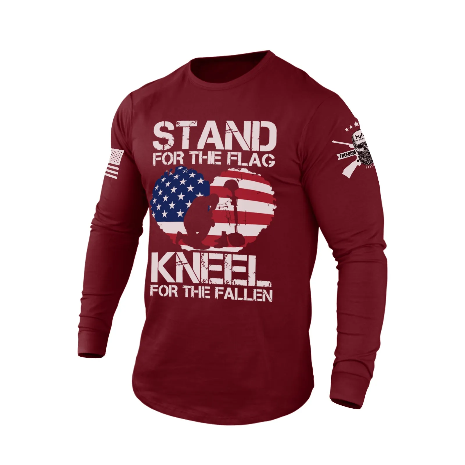 STAND FOR THE USA FLAG 100% COTTON GRAPHIC LONG SLEEVE T-SHIRT