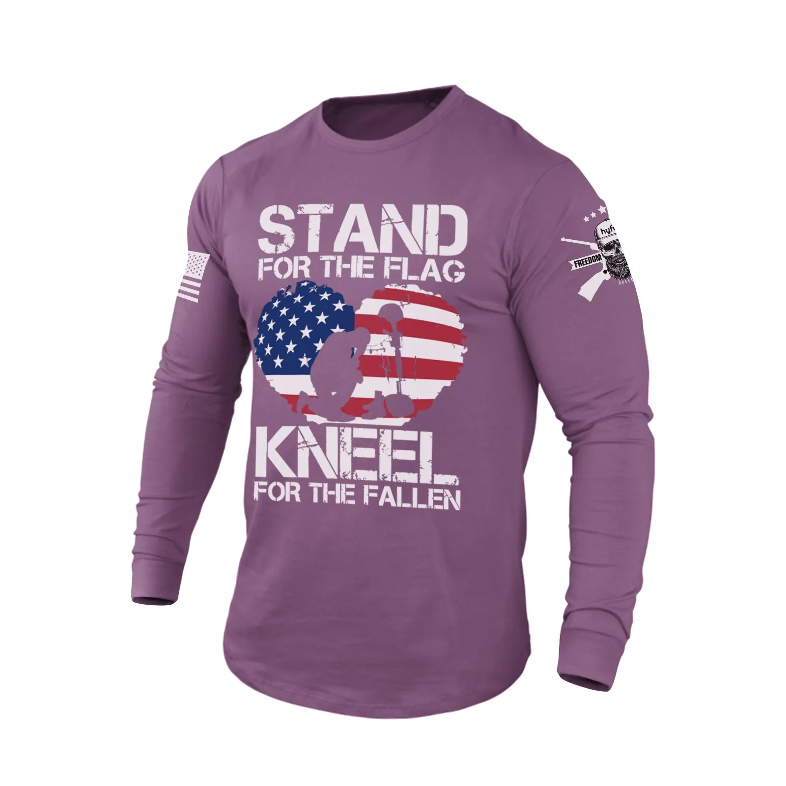 STAND FOR THE USA FLAG 100% COTTON GRAPHIC LONG SLEEVE T-SHIRT