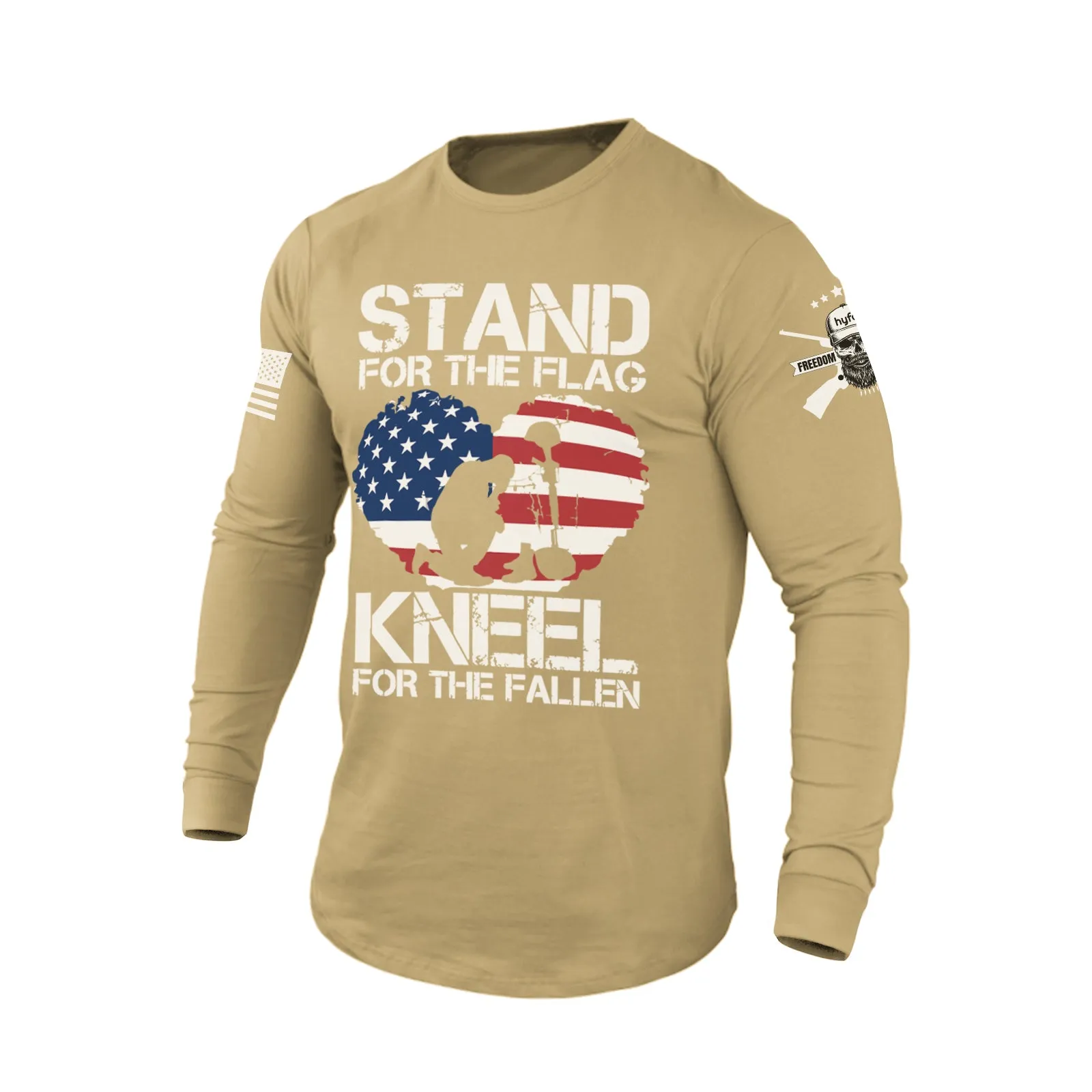 STAND FOR THE USA FLAG 100% COTTON GRAPHIC LONG SLEEVE T-SHIRT
