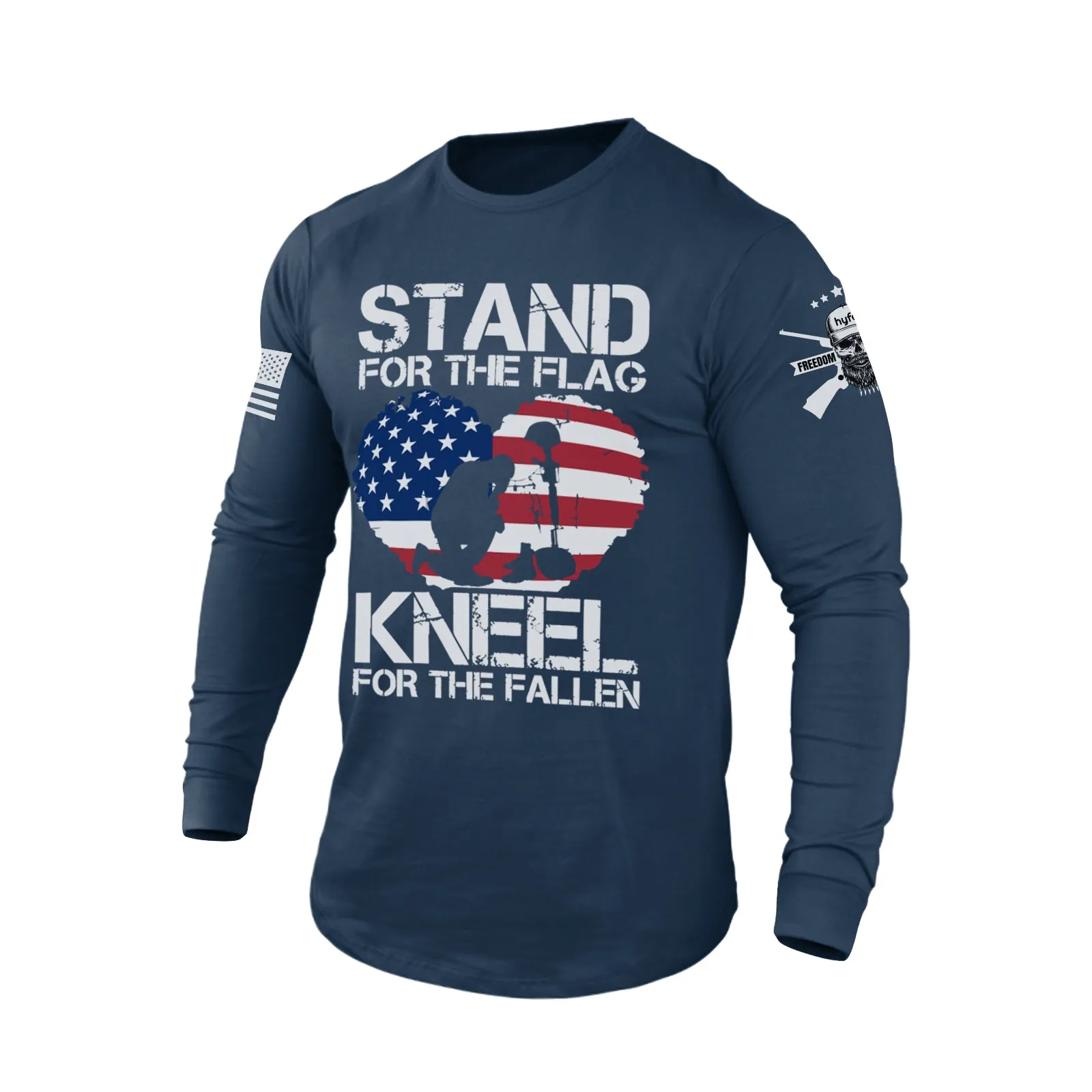 STAND FOR THE USA FLAG 100% COTTON GRAPHIC LONG SLEEVE T-SHIRT