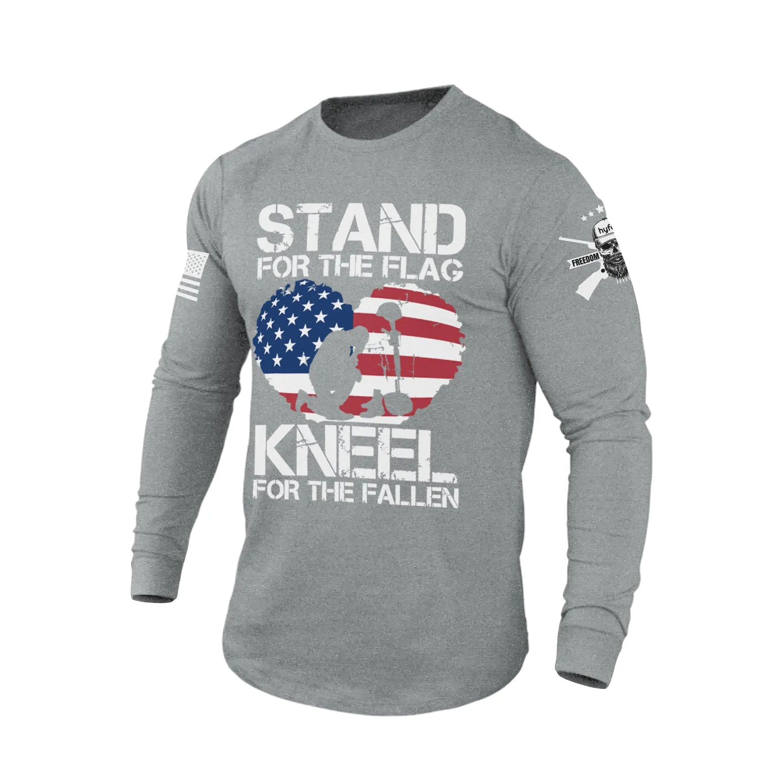 STAND FOR THE USA FLAG 100% COTTON GRAPHIC LONG SLEEVE T-SHIRT