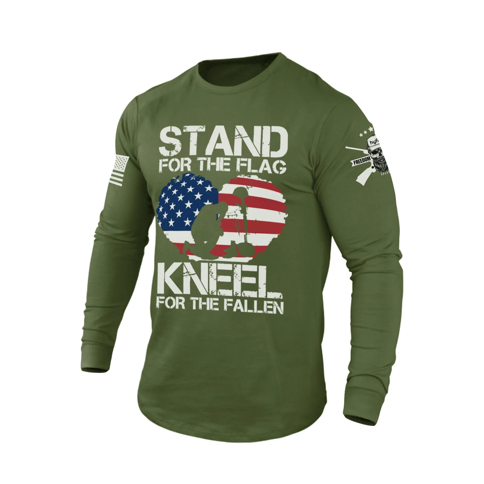 STAND FOR THE USA FLAG 100% COTTON GRAPHIC LONG SLEEVE T-SHIRT