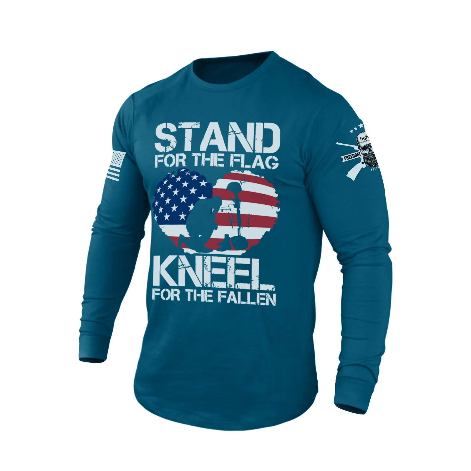 STAND FOR THE USA FLAG 100% COTTON GRAPHIC LONG SLEEVE T-SHIRT