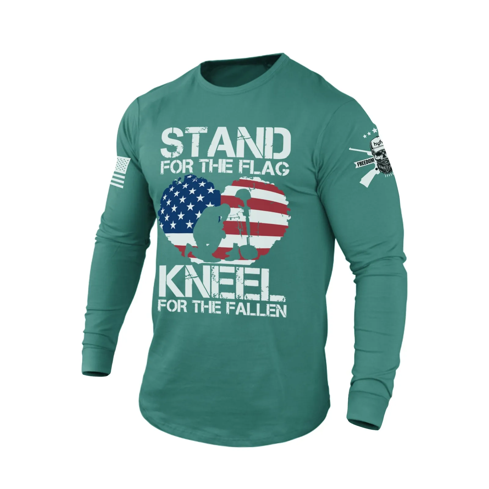 STAND FOR THE USA FLAG 100% COTTON GRAPHIC LONG SLEEVE T-SHIRT