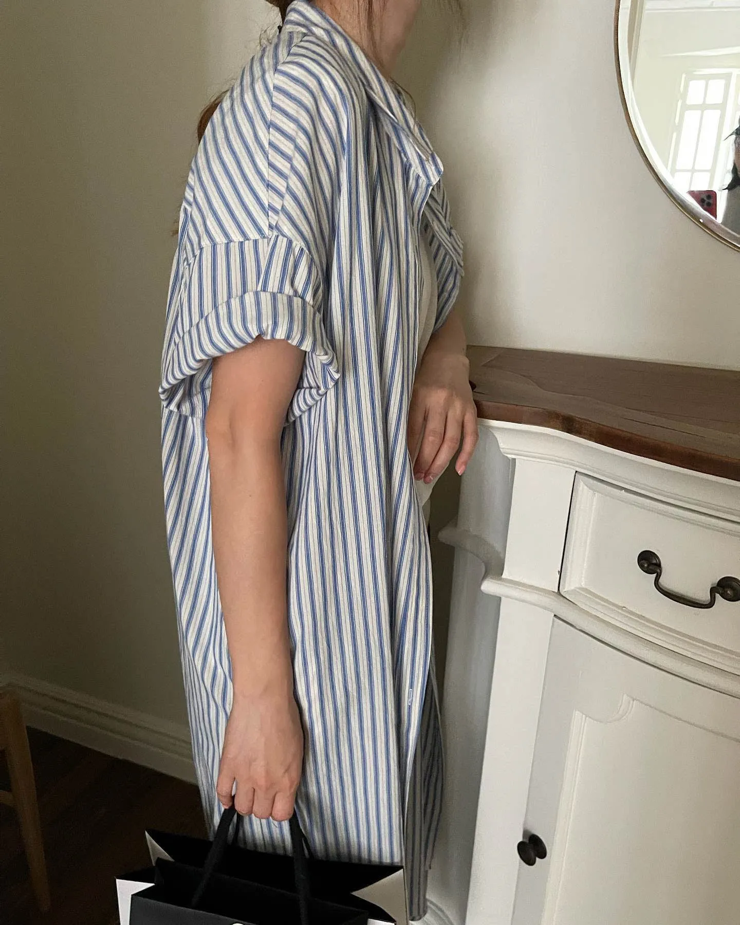 STRIPE SHIRT DRESS BLUE