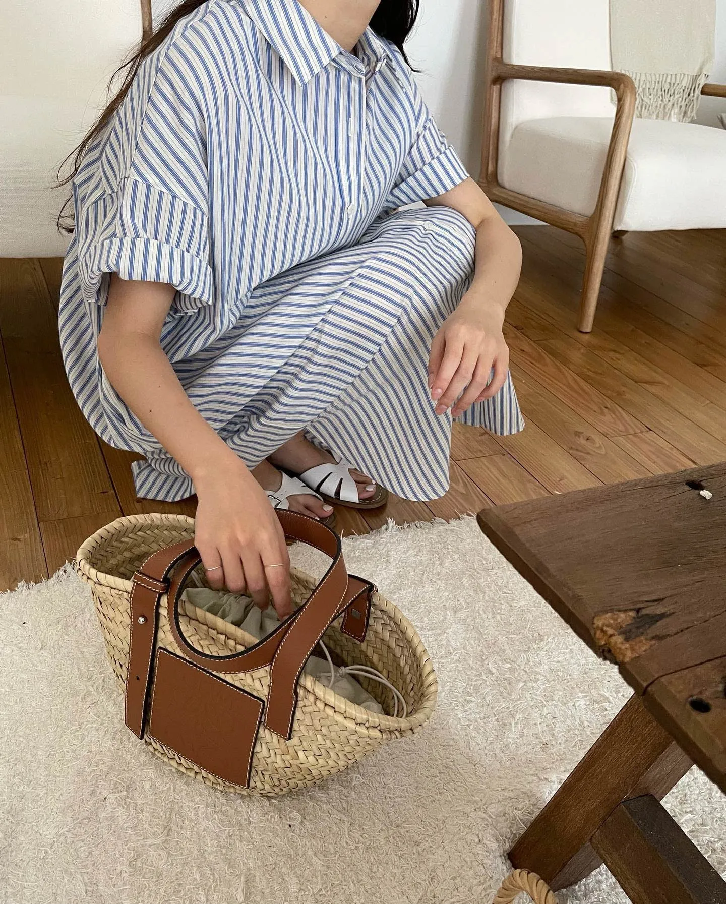 STRIPE SHIRT DRESS BLUE