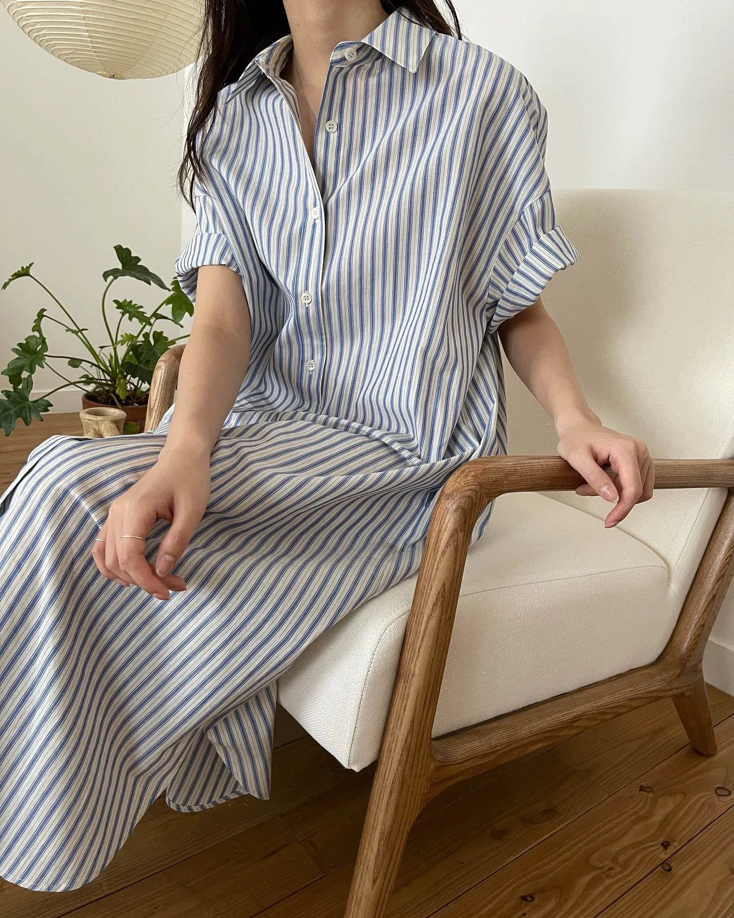 STRIPE SHIRT DRESS BLUE