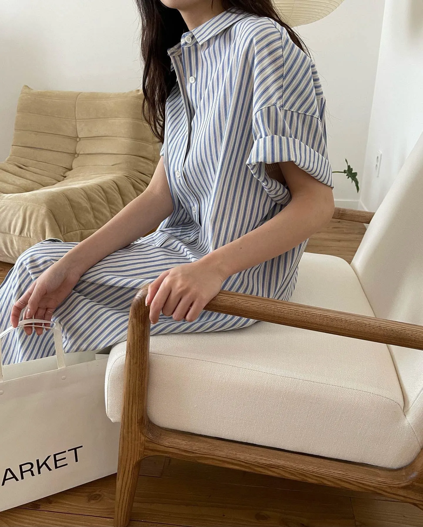 STRIPE SHIRT DRESS BLUE