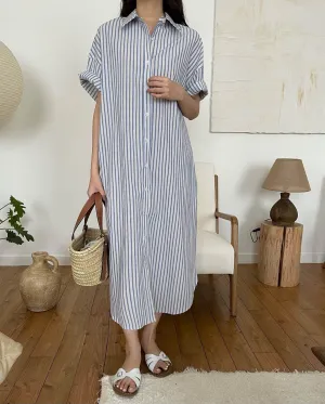 STRIPE SHIRT DRESS BLUE