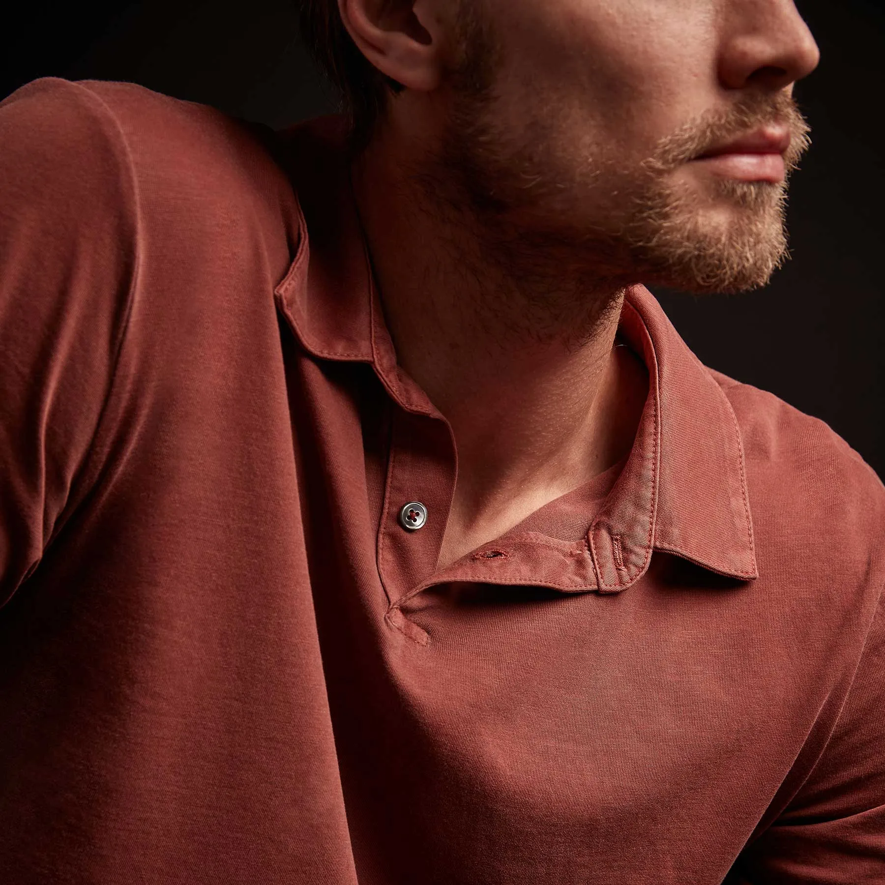 Sueded Jersey Polo - Red Earth Pigment