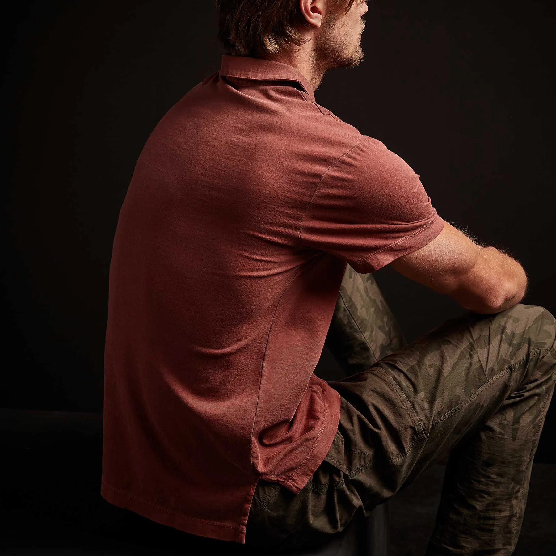 Sueded Jersey Polo - Red Earth Pigment