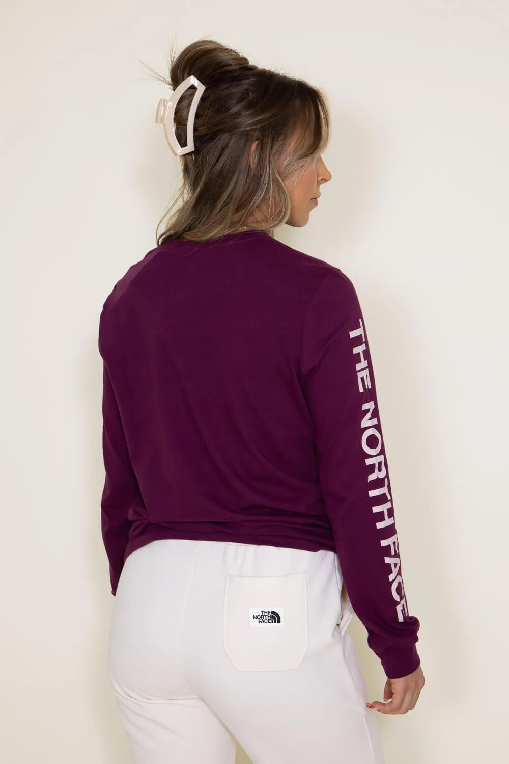 The North Face Logo Long Sleeve T-Shirt for Women in Boysenberry | NF0A81U8-K6I