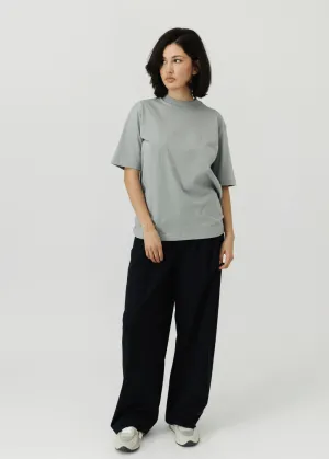 Tibi Mock Neck Unisex T in Pumice Grey