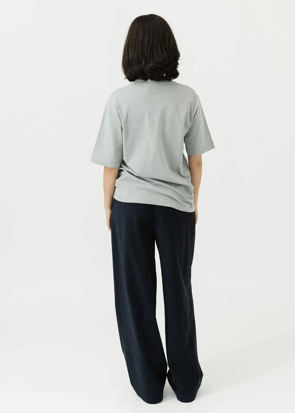 Tibi Mock Neck Unisex T in Pumice Grey