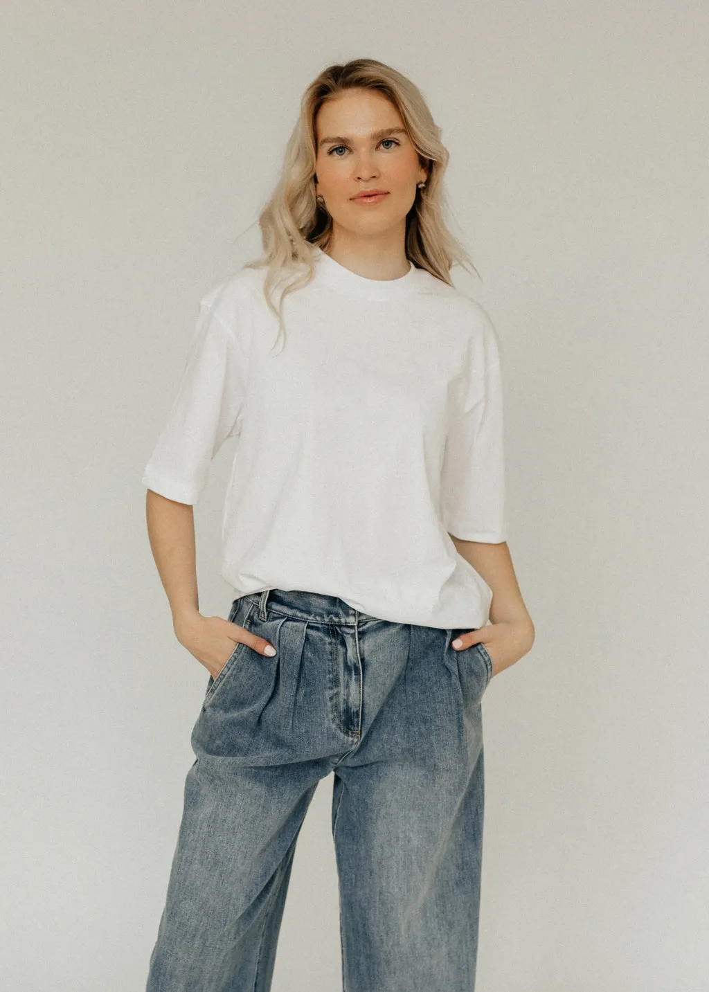 Tibi T-shirt Program Mock Neck Unisex T in White