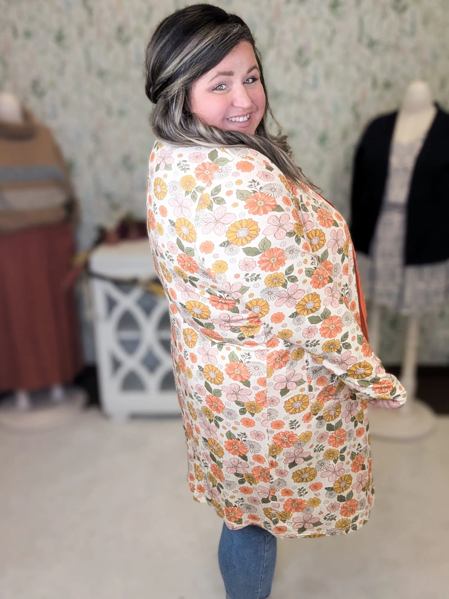 Tinley Luxe Tissue Weight Cardigan w/Pockets in Florals