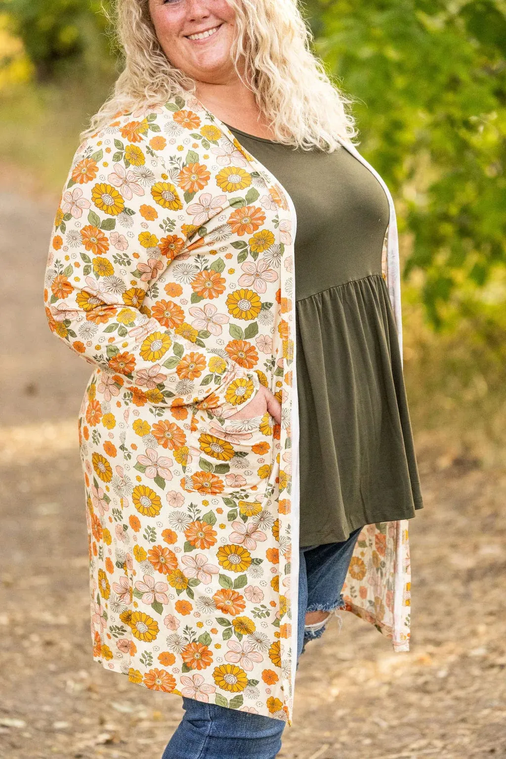 Tinley Luxe Tissue Weight Cardigan w/Pockets in Florals