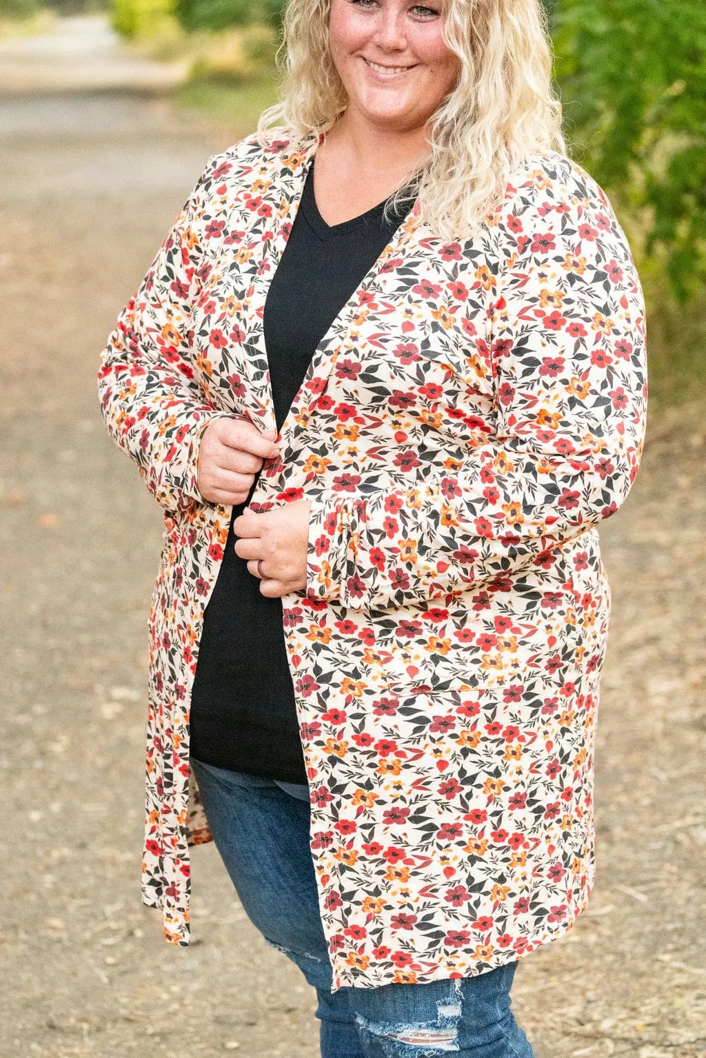 Tinley Luxe Tissue Weight Cardigan w/Pockets in Florals