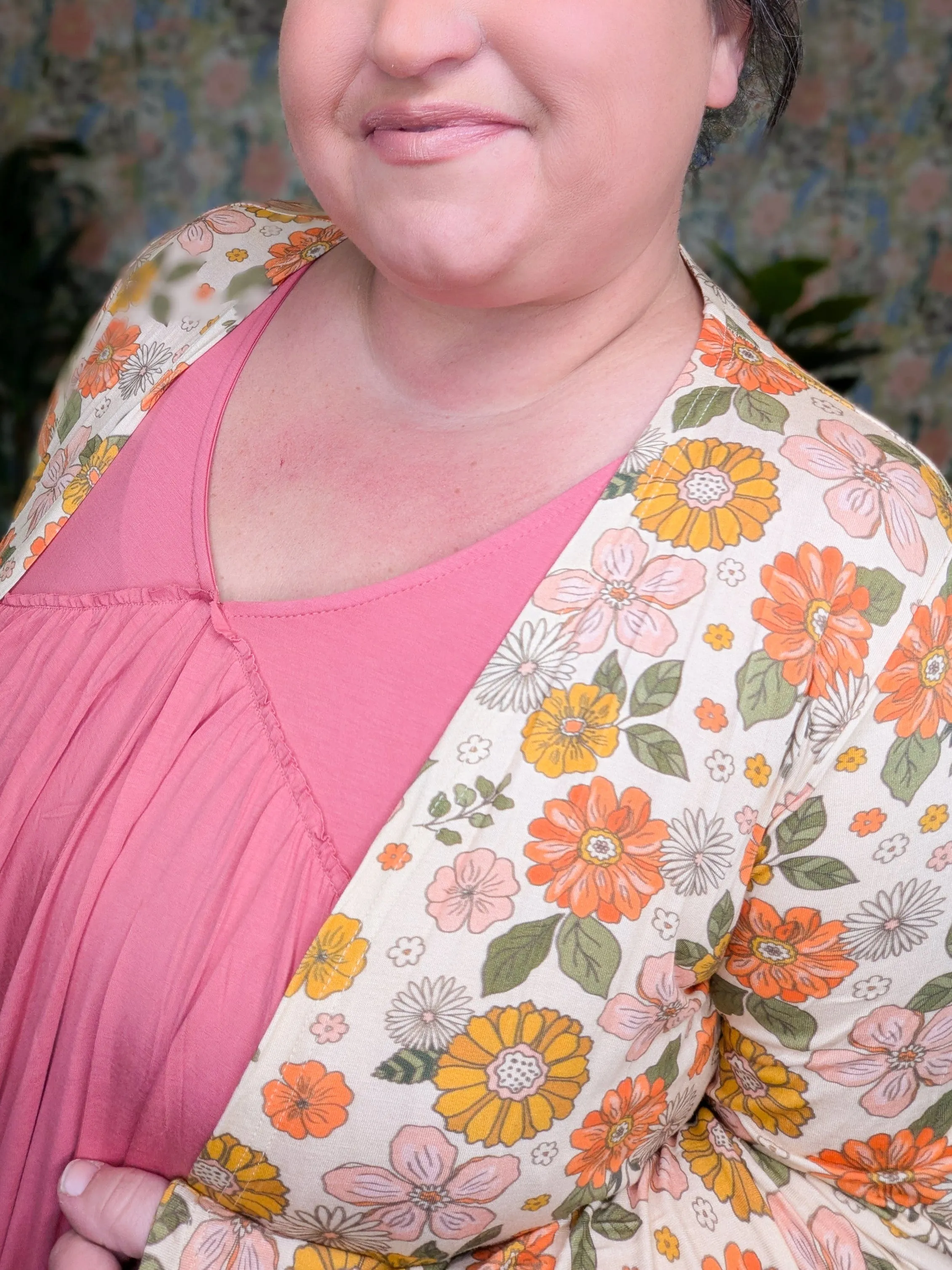 Tinley Luxe Tissue Weight Cardigan w/Pockets in Florals