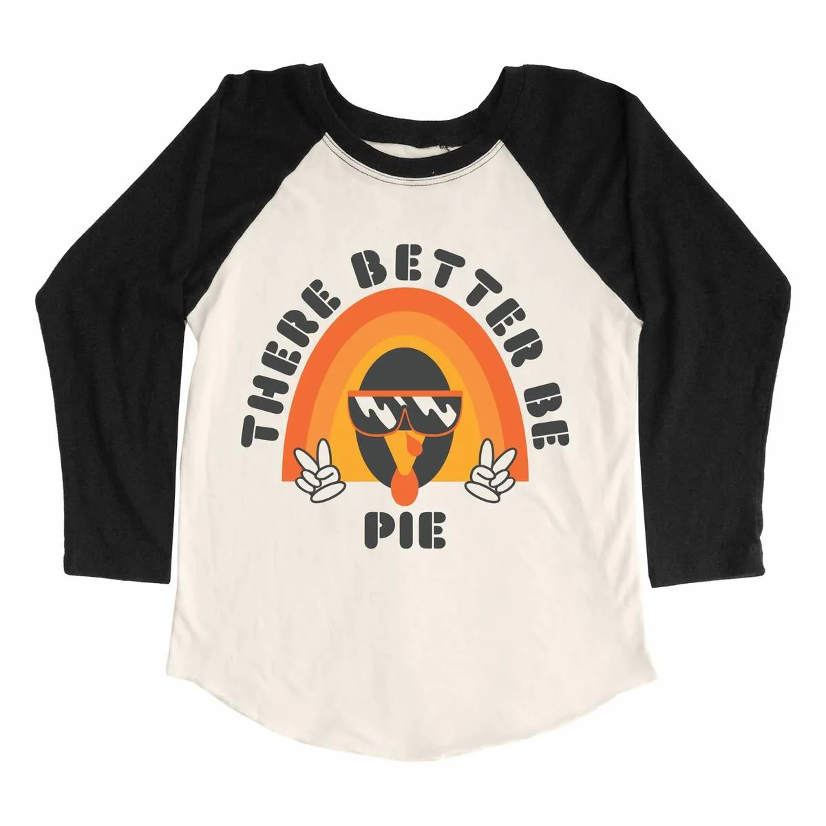 Tiny Whales Better Be Pie L/S Raglan Tee - Natural / Black