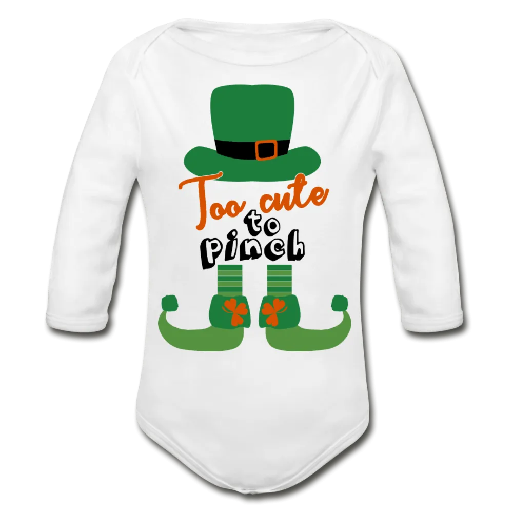 Too Cute To Pinch Organic Long Sleeve Baby Bodysuit