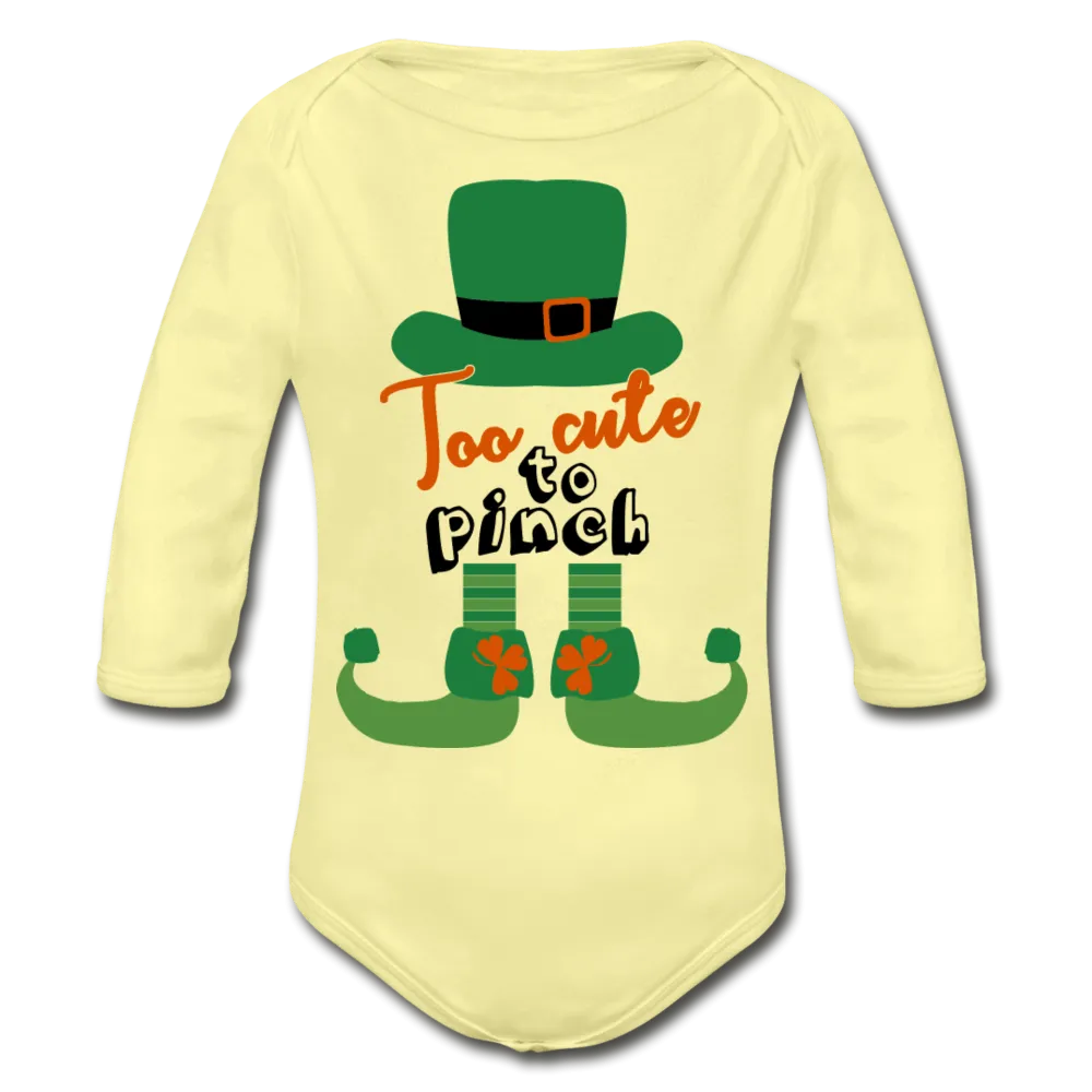Too Cute To Pinch Organic Long Sleeve Baby Bodysuit